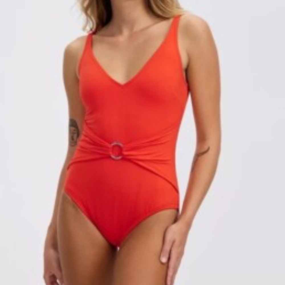 Ellen Tracy Vibrant Red Orange One Piece